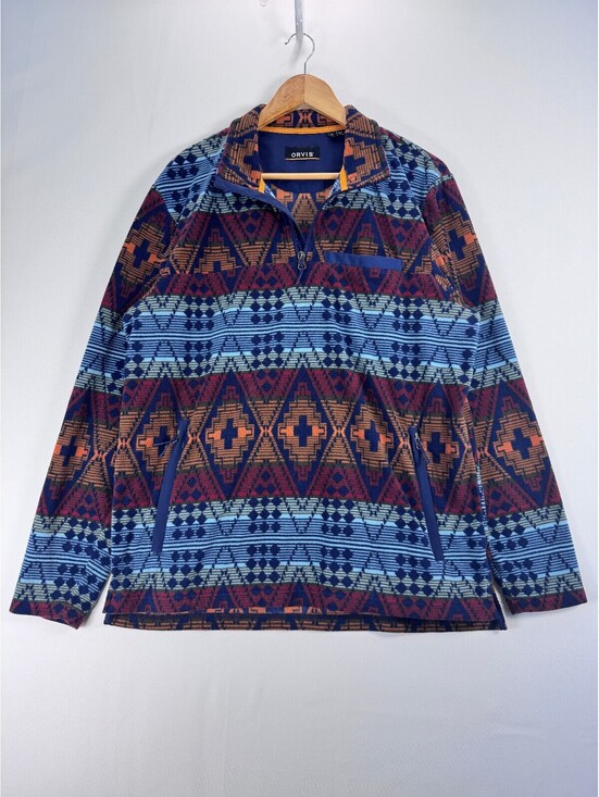 Orvis Other - Orvis Aztec Geometric Gorpcore Outdoor Warm Fleece Pullover Quarter Zip Men's L